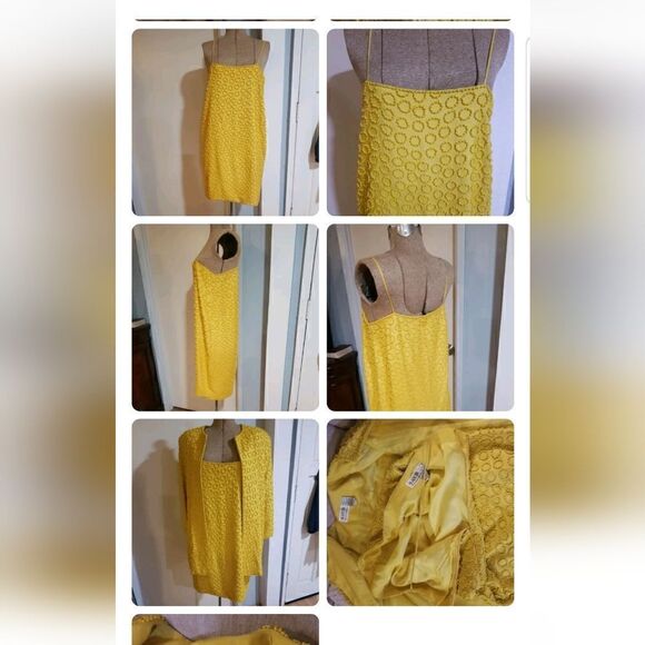 VTG 80'S He-Ro Black Tie Heavily Beaded Yellow Evening Gown/DRESS 2 PC szVTG 80' - Picture 7 of 11